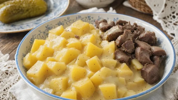 Brukiew gotowana w kostkę w jasnym sosie
