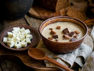 Piwo grzane jako zupa ze śmietaną i grzankami z chleba