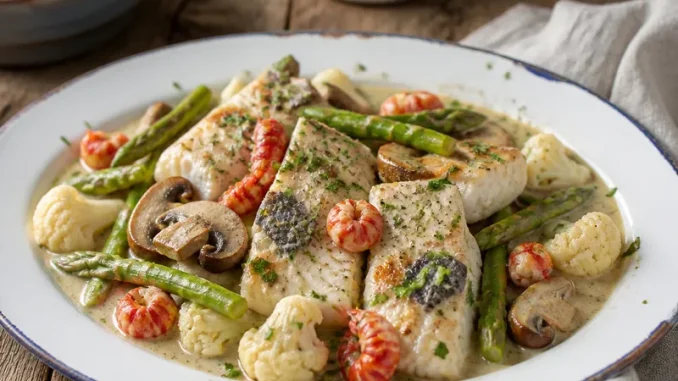 Fricassee z sandacza z jarzynkami