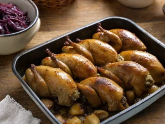 Gołębie pieczone nadziewane w brytfannie