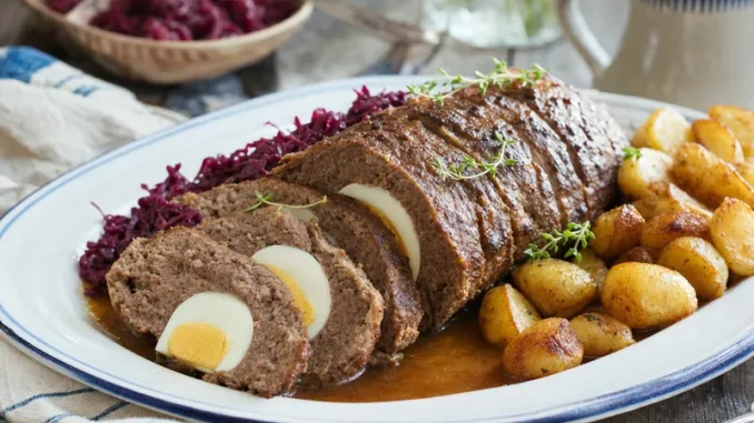 Pieczeń siekana rolada z jajkiem w środku