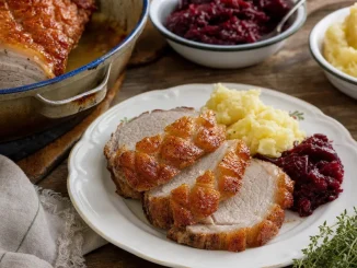 Pieczeń wieprzowa ze skórką z purée
