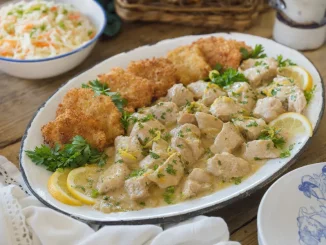 Potrawka z pieczonego indyka w sosie cytrynowym
