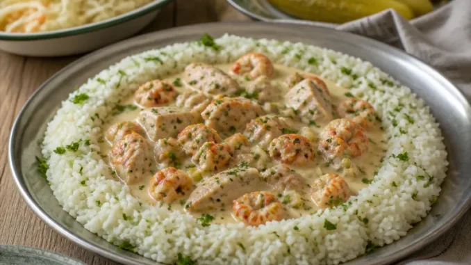 Ragout białe w wieńcu z ryżu