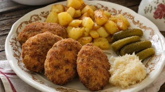 Sznycle wołowe z chrzanem i ziemniakami