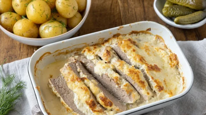 Sztuka mięsa z chrzanem z pieca