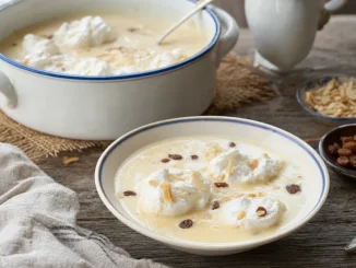 Zupa nic z piankami z białek w porcelanowej misce